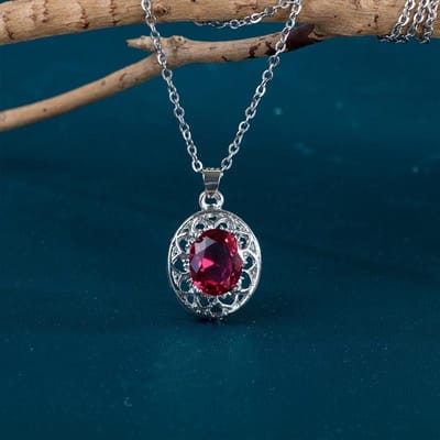 POMOiii Leuke Dameskettingen Met Rode Zirconia Eenvoudige Stijlvolle Accessoires Voor Feest Modieuze Hanger Ketting Sieraden 45cm