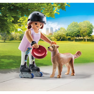 Simulatiespel voor een meisje met een skater en een retriever Playmobil