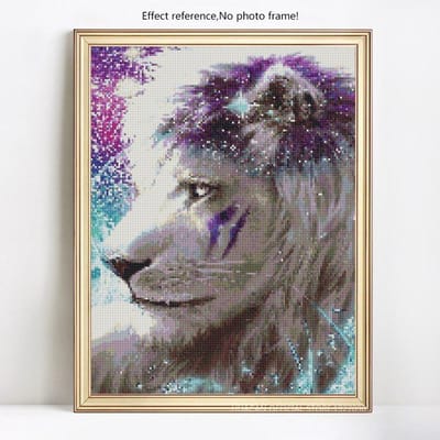 Peinture de diamant d'animaux, décoration de maison, image de Lion, broderie de perles 20X30 gray