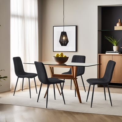 Eetkamerstoel set van 4 Elsern 89x43x52 cm zwart [en.casa]