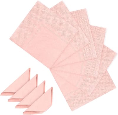 Verpakkingen van 80 Stuks Wegwerp Papieren Servetten 25x25cm, 2-laags, Ideaal voor Feestjes, Catering en Babyshowers, Roze Cocktailservetten