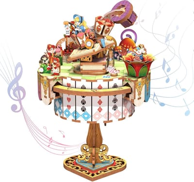 Houten Muziekdoos - 3D Puzzel - Model Bouwen - Roterende Figuren - 19 x 23.5 cm - Themafeest