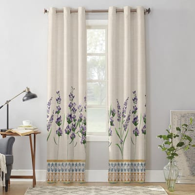 Lavendel Bloemen Bohemen Raamgordijnen Woonkamer Slaapkamer Raambekleding Huishouden Keukengordijnen 135W x 115H(cm) x1