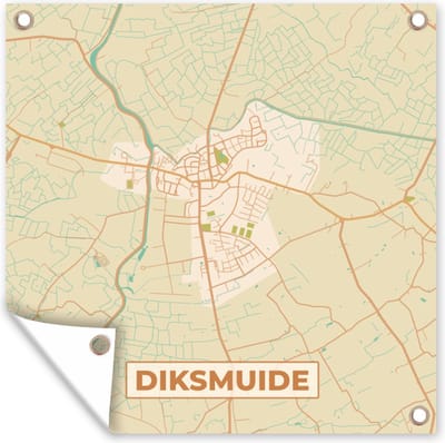 Tuin poster Stadskaart - Plattegrond - België - Diksmuide - Kaart - 200x200 cm - Tuindoek