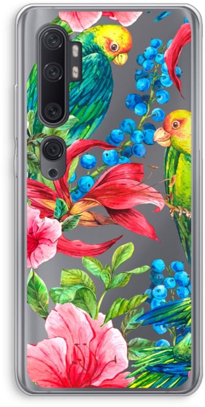 Case Company® - Hoesje geschikt voor Xiaomi Mi Note 10 Pro hoesje - Papegaaien - Soft Cover Telefoonhoesje - Bescherming aan alle Kanten en Schermrand