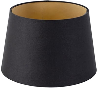 QAZQA rond schuin katoen - Moderne Lampenkap - Ø 250 mm - Zwart Goud -