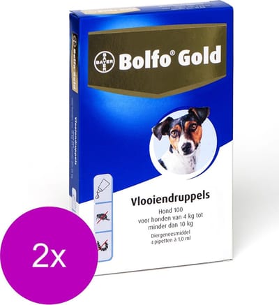 Bolfo Gold Hond 100 - Anti vlooienmiddel - 2 x 4 stuks 4 - 10 Kg
