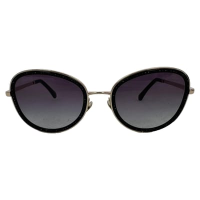 Chanel Gradient Kristal Ronde Bril in Zwart Metaal