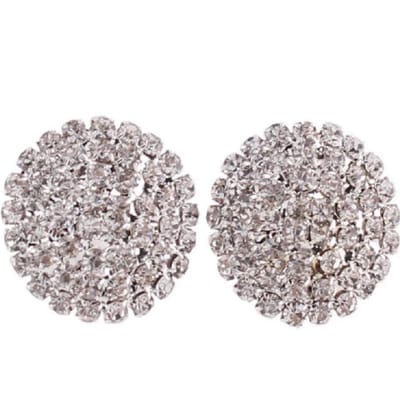 Strass -clip oorbellen -rond- 2.5 cm- zilverkleur- geen gaatje- Charme Bijoux