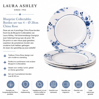 Laura Ashley Blueprint Collectables Borden set van 4 - Ø 20cm - China Rose