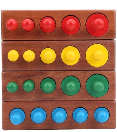 JHUBERS - Montessori Knobbed Cilinders Blocks - Educatief Houten Speelgoed - Kleurrijke Cilinders - Vroeg Leren - Speelgoed voor Baby's - 0-2 jaar