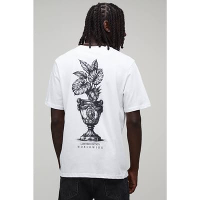 Wit Regular T-shirt Met Palmboomwervel Print | White | Size 2XL