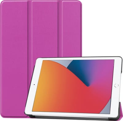 Hoesje - Geschikt voor Apple iPad 8 (2020) - 10.2 inch - 8e Generatie - Dun & Stevig - Hardcover Book Case - Trifold Bookcase Hoes - Hard Cover - Tablethoes - Paars