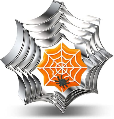 Spinnenweb Vormpjes Set - 4 Delige Metalen Koekjesvormen voor Halloween & Herfst