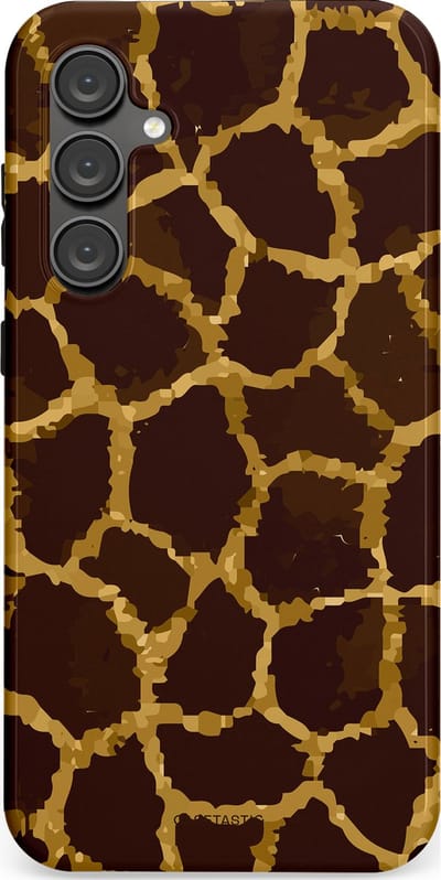 Casetastic hoesje geschikt voor Samsung Galaxy S23 FE - Dubbellaagse bescherming - Afrikaanse Giraffenprint - Fashion Case - Zwart Bruin Goud Olijfgroen