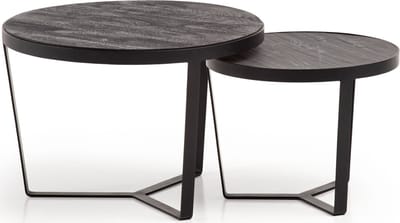 Sky Style Harmony Ronde Salontafel Set Acacia Zwart