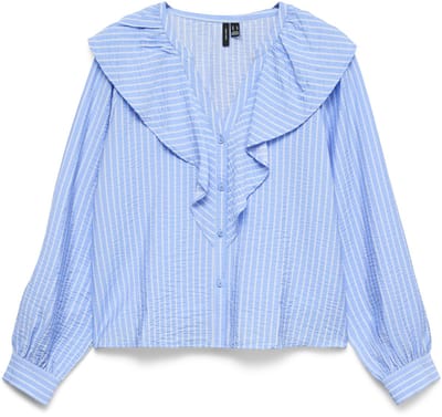 VERO MODA - VMKAJA LS V-NECK FRILL SHIRT WVN - Dames - Blouses