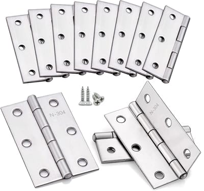 Dailygoods- Scharnieren 75 x 50 x 1,2 mm - Kleine Scharnieren - Deurscharnieren - Scharnieren Roestvrij Staal - 8 Stuks - Inclusief 60 Schroeven - Deurscharnier