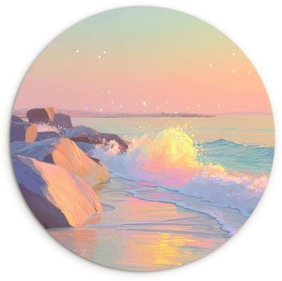WallCircle® Wandcirkel 120x120 cm - Muurcirkel Zomerlicht - Strand - Fonkelende accenten - Muurdecoratie woonkamer - Wanddecoratie slaapkamer - Kamer decoratie accessoires - Ronde schilderijen XXL