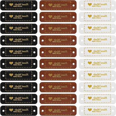 30 Stuks Handgemaakte PU Leren Labels voor DIY Creaties, Naaien, Haken en Sieraden Maken