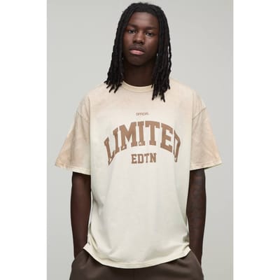 Oversized Spray Wash Limited Edition Bedrukt T-shirt | Ecru | Size Medium