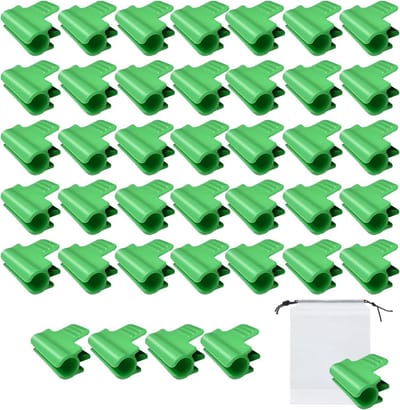 Famanu – Groene broeikasklemmen en tuinboogklemmen - set plantenklemmen voor schaduwdoek - vogelnet en tuinnet - inclusief trekkoordzak