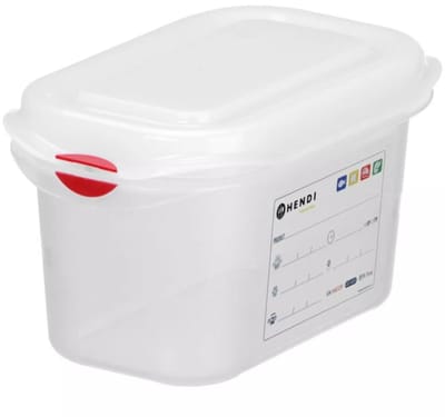 HENDI gastronormbak GN 1/9 polypropyleen luchtdicht met deksel 17,6x10,8x6,5 cm helder horeca