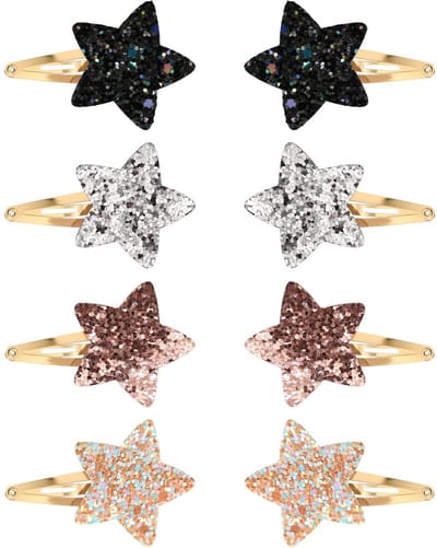 Haarspelden voor meisjes, glitter, 8-delige set haarklemmen voor kinderen, glinsterende meisjes, haarsieraad, perfect als klein cadeau voor meisjes