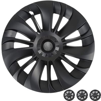 Wieldoppen geschikt voor Tesla Model Y - 19 inch - cycloon stijl - Mat zwarte - 4 stuks
