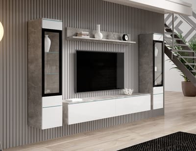 Meubella - Wandmeubel Variety - Wit - Betonlook