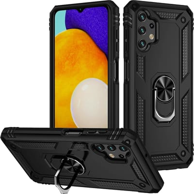 MobyDefend Hoesje - Geschikt voor Samsung Galaxy A13 (4G) - Pantsercase Met Draaibare Ring - Zwart