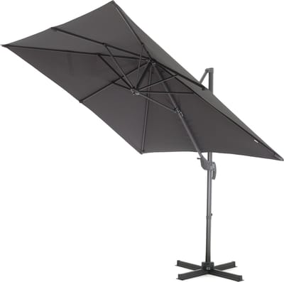 ACAZA Parasol - Zweefparasol - Donkergrijs - 250 x 250 cm - Parasols - Aluminium - Tuinparasol - Vierkant - 360° draaibaar - UV werend doek - Kantelbaar