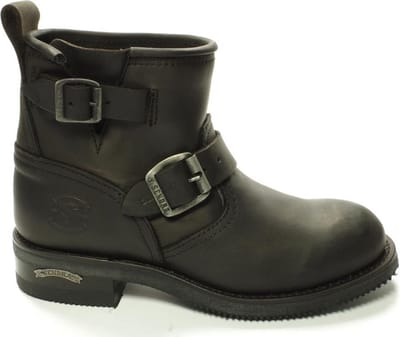 Sendra Boots 13047 Biker 66 Zwart Handgemaakt Fashion Unisex Motor Laars Laag Model Stalen Neus Anti Slip Zool Platte Hak Echt Leer Maat 44
