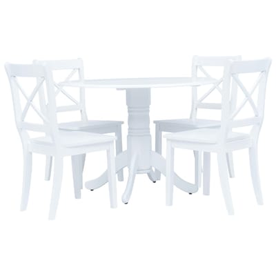 vidaXL - 5-delige - Eethoek - massief - rubberwood - wit