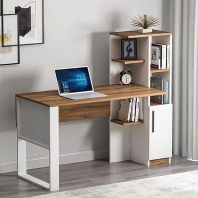 Moderne Computertafel met Planken en Opbergruimte voor Kantoor, Woonkamer of Kinderkamer