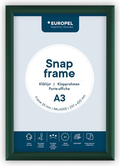 Europel Kliklijst – Posterlijst – A3 – 29,7 x 42 cm – Aluminium – 25mm - Groen