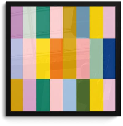 Poster in lijst - Fotolijst 40x40 cm - Posters - Stroken - Blauw - Patroon - Abstract - Posterlijst zwart - Decoratie - Wanddecoratie woonkamer - Muurdecoratie slaapkamer