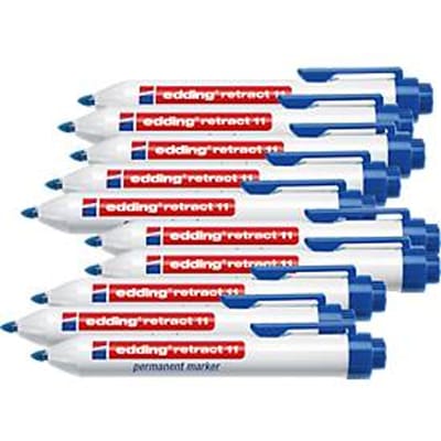 edding retract 11 permanent marker, zonder dop, met drukknop, 10 stuks, blauw