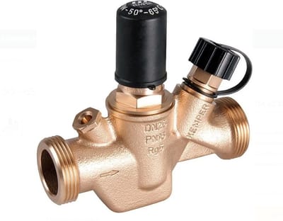 Kemper MULTI-THERM Automatische Inregelafsluiter - DN15 - 3/4 Inch Buitendraad - 50-65 °C - Brons - Thermostatische Regelfunctie
