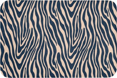 Badmat 90x60 cm - Antislip - Zebra - Patroon - Blauw - Beige - Badmatten voor badkamer - Badkamermat - Douchemat - Badkamer mat