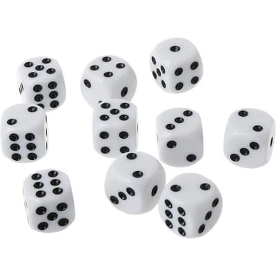 10 stuks 16mm Acryl Dobbelstenen Zwart/Wit 6-zijdige Casino Poker Spel Bar Feest Dobbelstenen Multi-zijdige Dobbelstenen voor Bordspel