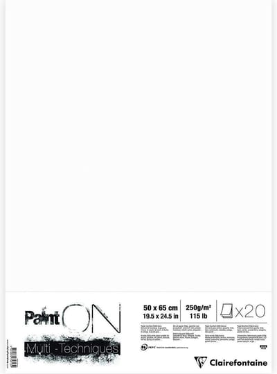Clairefontaine Paint On - Tekenpapier - Groot formaat - 50x60 cm - 250g - Wit - 20 vel