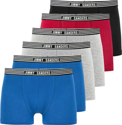 Jimmy Sanders Boxer - Boxershort Multipack 6 Pack - Onderbroek Mannen - Ondergoed - 95% Katoen Heren Sax-Bordeaux-Zwart - S
