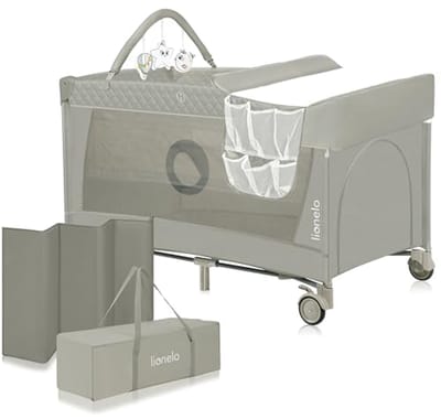 Opvouwbaar 2-in-1 Campingbedje met Verschoontafel en Speelboog - Beige