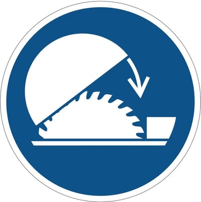 Beschermkap cirkelzaag gebruiken gebodsbord - M031 | gecoat dibond materiaal | 10 cm