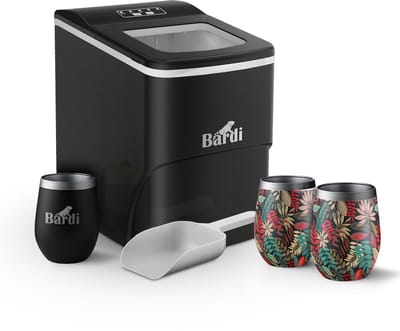 Bardi IJsblokjesmachine Set - 2 Liter Zwart - 12KG IJsblokjes in 24 uur - met IJsschep - Inclusief 3 Luxe Thermosbekers en Ijsschep - Jungle
