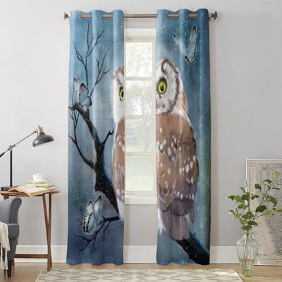Waterverf Witte Uil Raambekleding Voor Kinderkamer Huis Jaloezieën Gordijnen Voor Woonkamer Slaapkamer Raambekleding 135W x 60H(cm) x1 gray