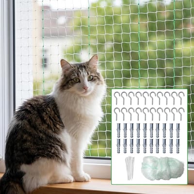 Katveiligheidsnet voor Balkon 10 x 3 m, Dierenbescherming Net met Versterkte Draad, Transparant en Scheurvast voor Katten en Raamveiligheid