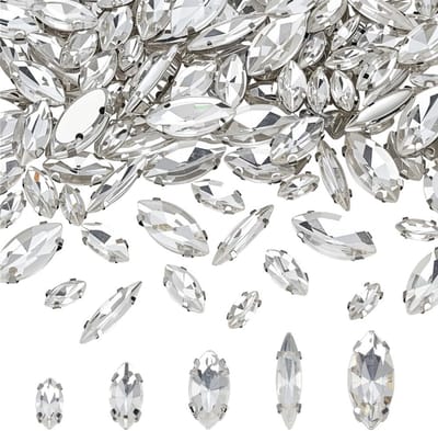 120 Stuks Diamant Paardenoog voor Naaiwerk, 5 Maten, Glazen Strass Steentjes, Platina Lijsten, Kristallen Voor Bruidsjurken, Kostuums en Creatieve Projecten