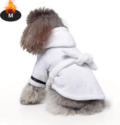 Livano Hondenbadjas - Hondenhanddoek - Voor Honden - Hondenkleding - Hondentrui - Hoodie - Hondenshirt - Wit - M